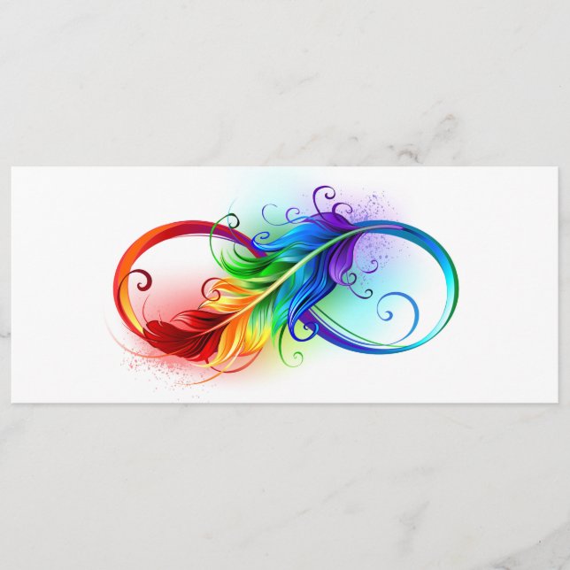 Carte Conseil Symbole d'infini avec plume arc-en-ciel (Devant)