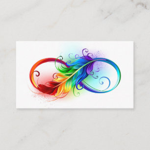 Carte Conseil Symbole d'infini avec plume arc-en-ciel