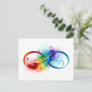 Carte Conseil Symbole d'infini avec plume arc-en-ciel