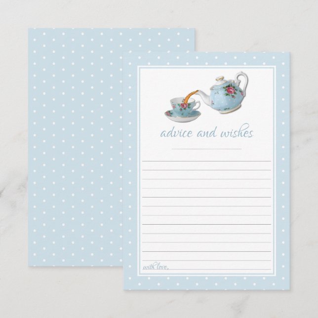 Carte Conseil Teacups Baby shower Tea Party (Devant / Derrière)