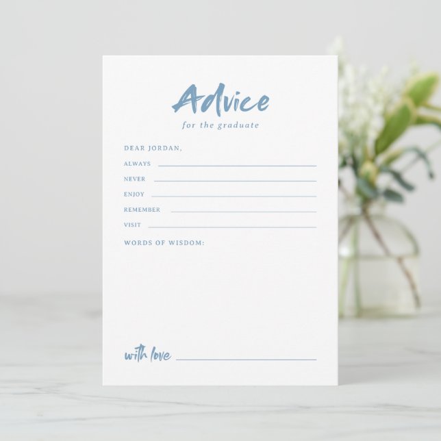 Carte Conseil Teal Simple Modern Brush Script Graduation (Debout devant)