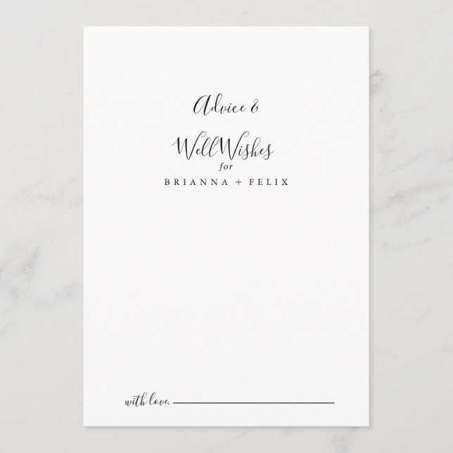 Carte Conseil Un Mariage minimaliste simple (Devant)