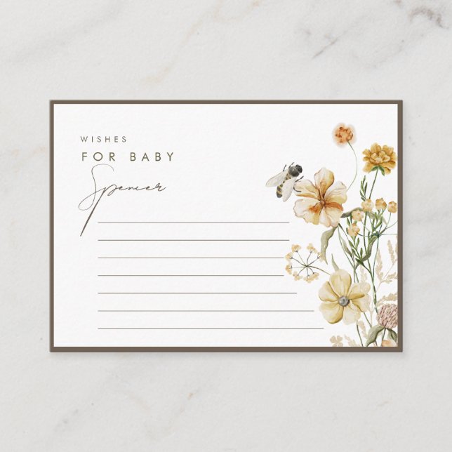 Carte Conseil Un petit désir neutre Fleur sauvage pour bébé (Devant)