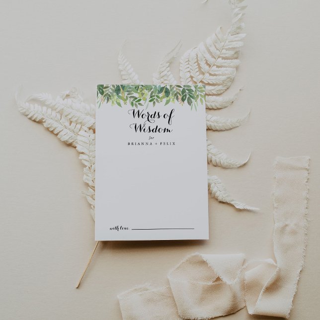 Carte Conseil Verdure Botanique Feuillage Mariage Mots de sagess (Créateur téléchargé)