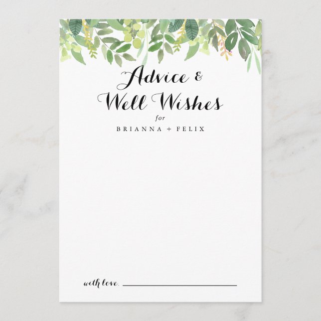 Carte Conseil Verdure Botanique Foliage Mariage Bien Voués (Devant)