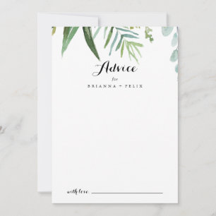 Carte Conseil Verdure classique Feuille tropical Mariage