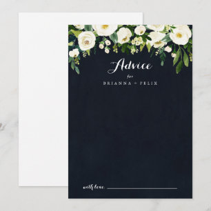 Carte Conseil Vert Blanc Floral Royal Blue Calligraphie Mariage