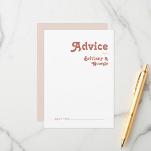 Carte Conseil Vibes rétro simples Mariage rose pâle