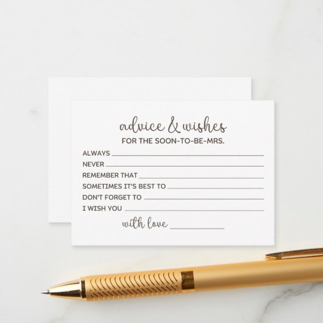 Carte Conseil Vœux de bonheur pour la future mariée (Devant/Arrière en situation)