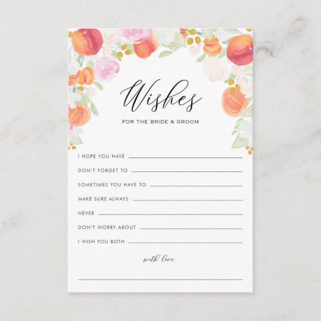 Carte Conseil Vœux de pêches et de fleurs pour les mariés (Devant)