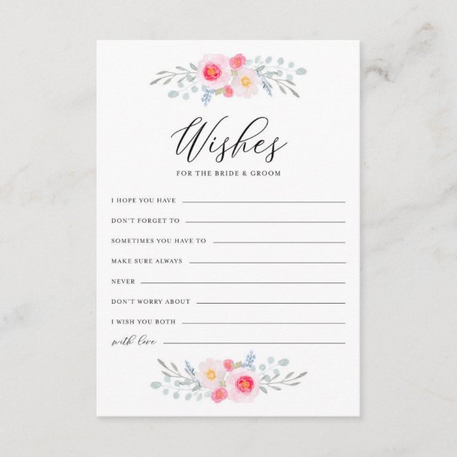 Carte Conseil Vœux de pivoines et d'anémones pour la mariée et l (Devant)
