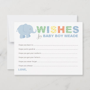 Carte Conseil Voeux pour Baby Boy Blue Colorful Jungle Animaux