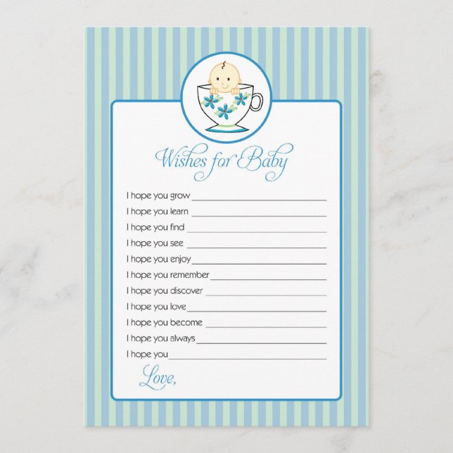 Carte Conseil Voeux pour Baby Card - Baby Boy In Tea Cup (Devant)