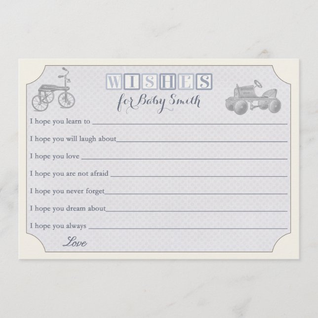 Carte Conseil Voeux pour Baby Card, baby shower garçon (Devant)