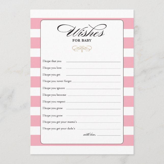 Carte Conseil Voeux pour Baby Game Card - Rose (Devant)