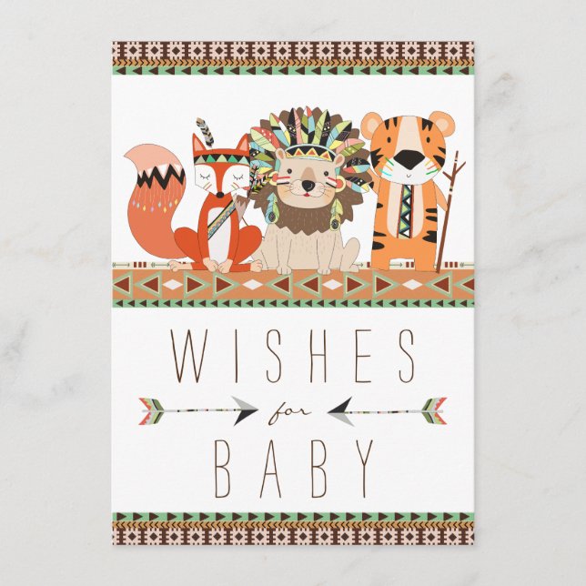 Carte Conseil Voeux tribaux pour le Baby shower de tigre Lion Fo (Devant)
