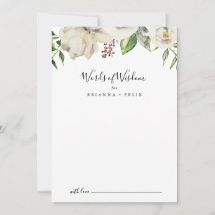 Carte Conseil White Winter Peony Floral Mariage Paroles de sages