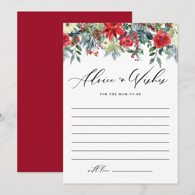 Carte Conseil Winter Blooms Garland souhaite pour maman Baby sho (Devant / Derrière)