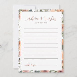 Carte Conseils et souhaits Blush Floral Fête des mariées