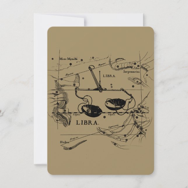 Carte Constellation de librairie vintage style Hevelius (Devant)