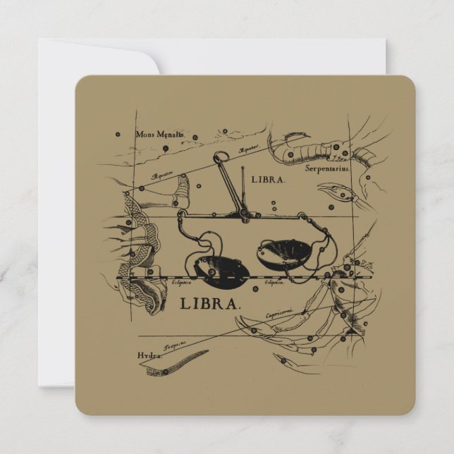 Carte Constellation de librairie vintage style Hevelius (Devant)