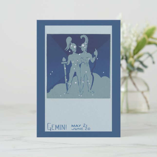 Carte Constellation jumeaux Gemini Astrologie Zodiaque V (Debout devant)