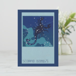 Carte Constellation Scorpio, Astrologie Zodiaque Vintage