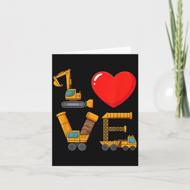 Carte Construction Valentine Love Spelled With Trucks Ex (Devant)