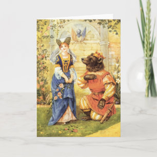 Carte Conte de fée vintage, beauté et bête