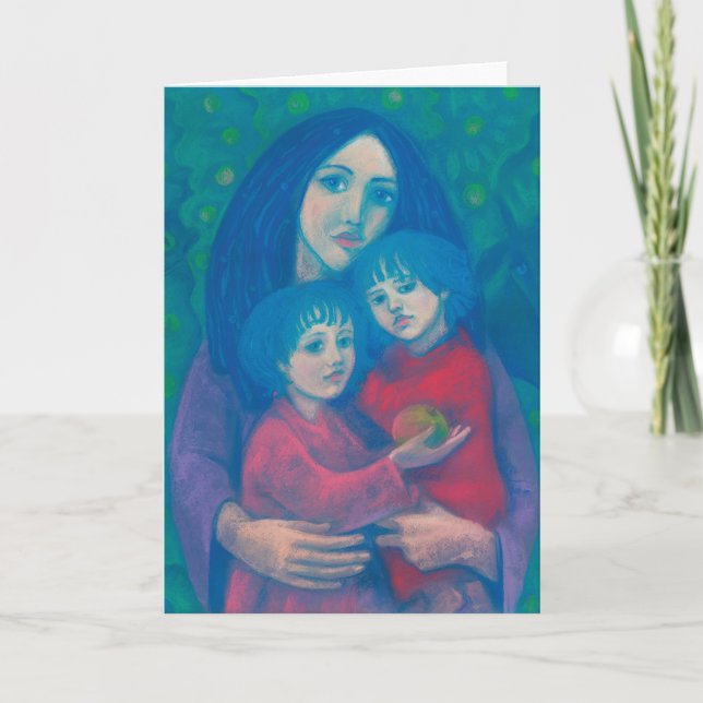 Carte Conte de fées de nuit, mère & enfants art journée  (Devant)