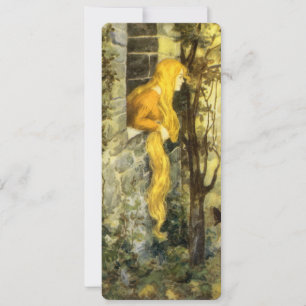 Carte Conte de fées vintage, Raiponce aux longs cheveux 
