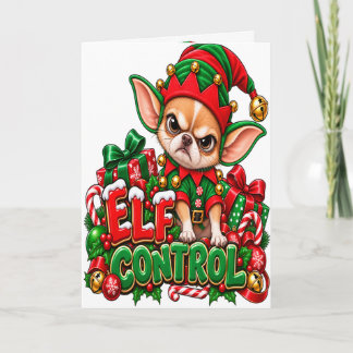 Carte Contrôle des Elfes Chihuahua Grincheux Noël Drôle