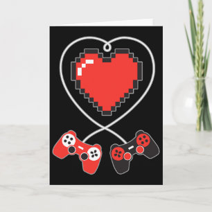 Carte Contrôleur de jeu vidéo en pixel art cœur Saint-Va