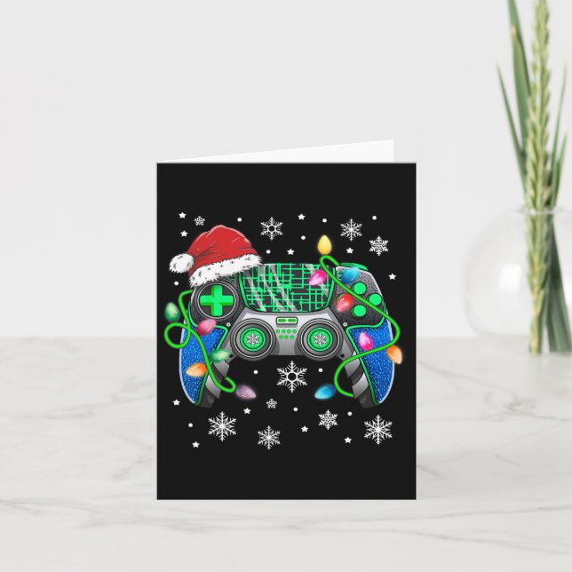 Carte Contrôleur de jeu vidéo Noël Santa Hat Gamer Bo (Devant)