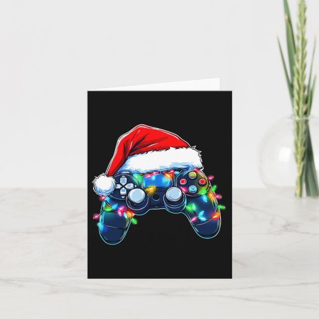 Carte Contrôleur de jeu vidéo Noël Santa Hat Gamer Bo (Devant)