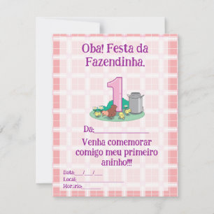 Carte Convite de aniversario fazendinha