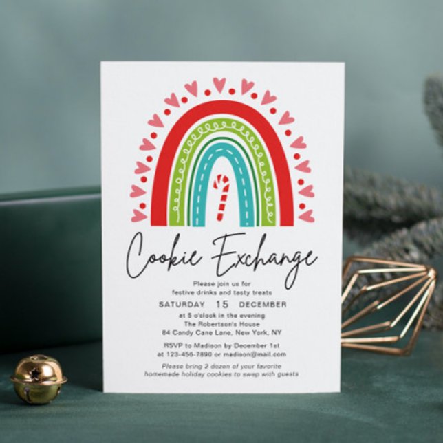 Carte Cookie Exchange Festive Rainbow Noël (Créateur téléchargé)