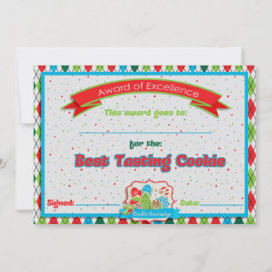 Carte Cookie Exchange Meilleure dégustation Cookie Award