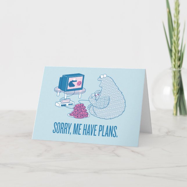 Carte Cookie Monster | Désolé, J'Ai Des Plans (Devant)