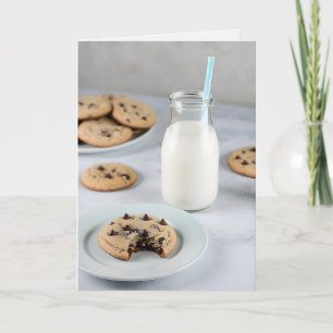 Carte Cookies à chips au chocolat d'anniversaire et lait