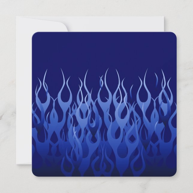 Carte Cool Blue sur Blue Racing Flames décoratif (Devant)