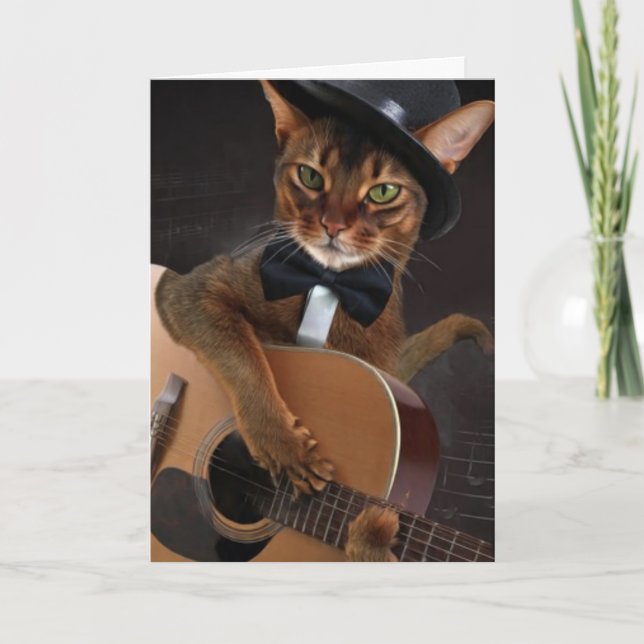 Carte Cool Cat Guitarist – Minimal Elegant Design (Devant)