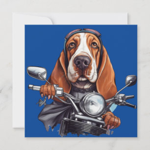 Carte Cool chien biker, joli basset hound chien conducte
