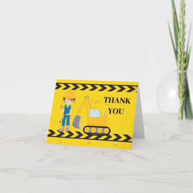 Carte Cool Construction Véhicule Excavateur Enfants Merc (Devant)
