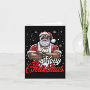 Carte Cool de pyjama de Noël afro-américain Père Noël No
