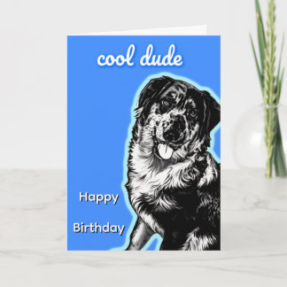 Carte Cool Dude Australian Shephard Folded Greeting Card