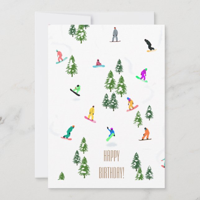Carte Cool Freeride Snowboarders Joyeux anniversaire (Devant)
