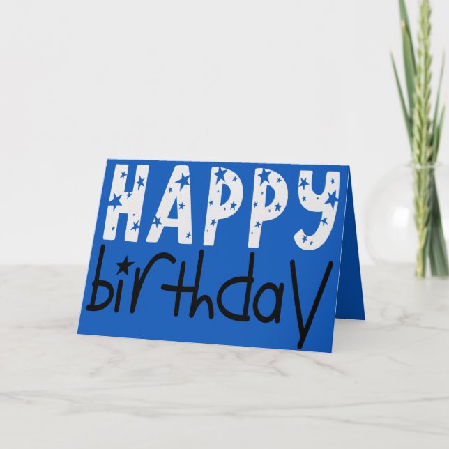 Carte Cool Grande typographie Joyeux Anniversaire Star B (Devant)