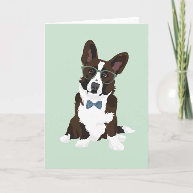 Carte Cool Hipster Cardigan Welsh Corgi pour Amoureux de (Devant)