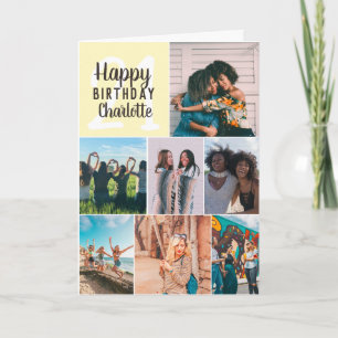 Carte Cool moderne yellow facturage collage grid 21 birt